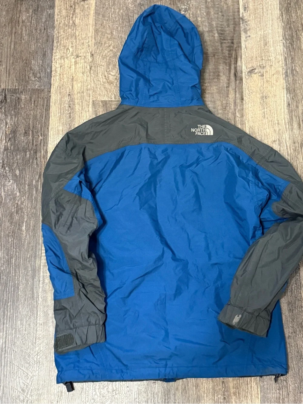 The North Face Boys Large Blue Gray Hooded Zip Jacket Rain Wind Coat
